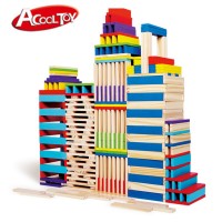 Cuburi de construit plate colorate din lemn 420 buc.